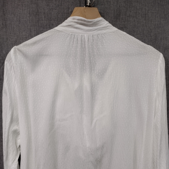 Zara Neck Tie Ruffle Blouse Women's L White Preppy Academia Victorian Retro 90s - Picture 6 of 7